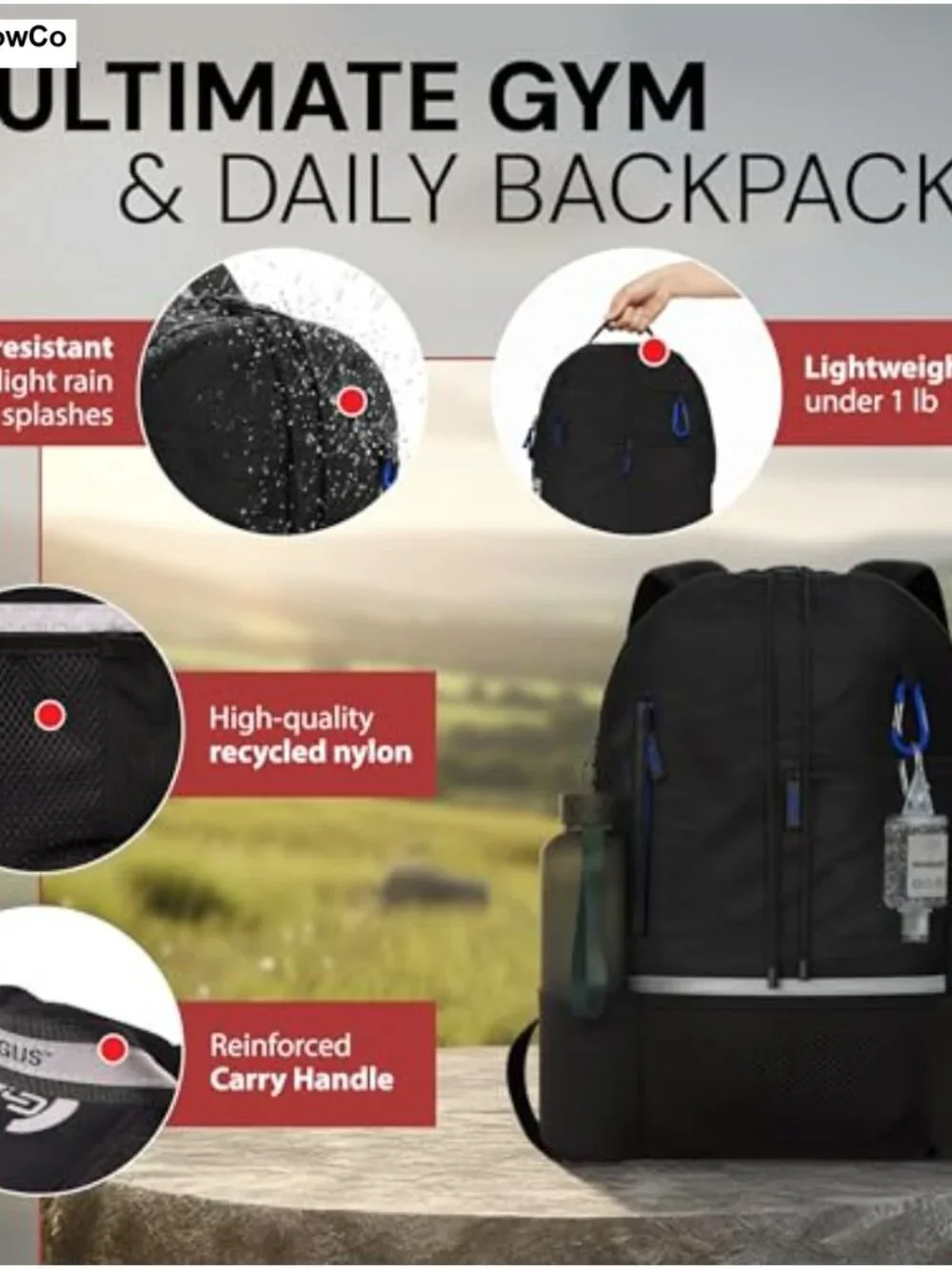 Hybrid Gym Backpack Drawstring Closure Recycled Nylon 18L